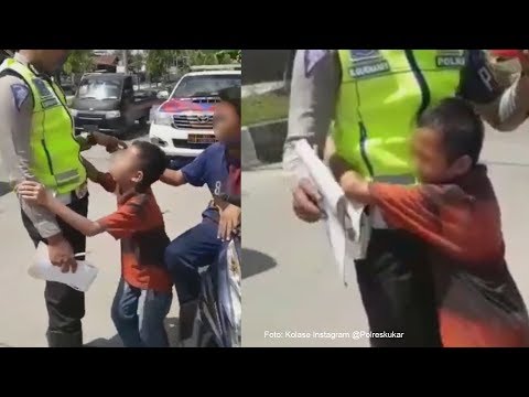 Viral Video Bocah Menangis hingga Peluk Polisi yang Menilangnya, Takut Dipenjara dan Dimarahi Mamak