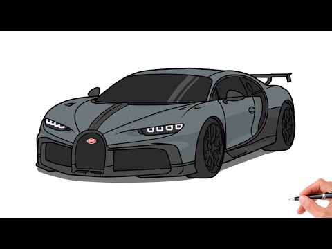 How to draw a BUGATTI CHIRON PUR SPORT 2021 / drawing Bugatti Chiron 2020 sports car