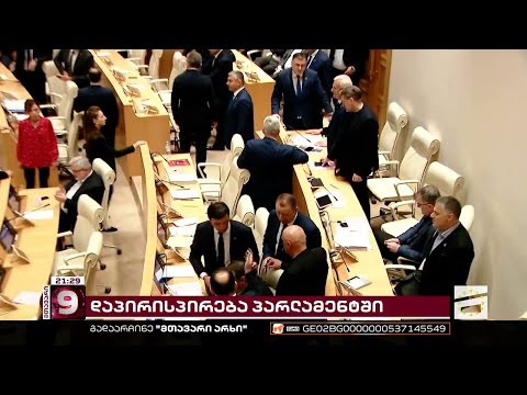 ხმაურიანი სხდომა და ფიზიკური დაპირისპირება პარლამენტში | დეპუტატები შს მინისტრს უსმენენ