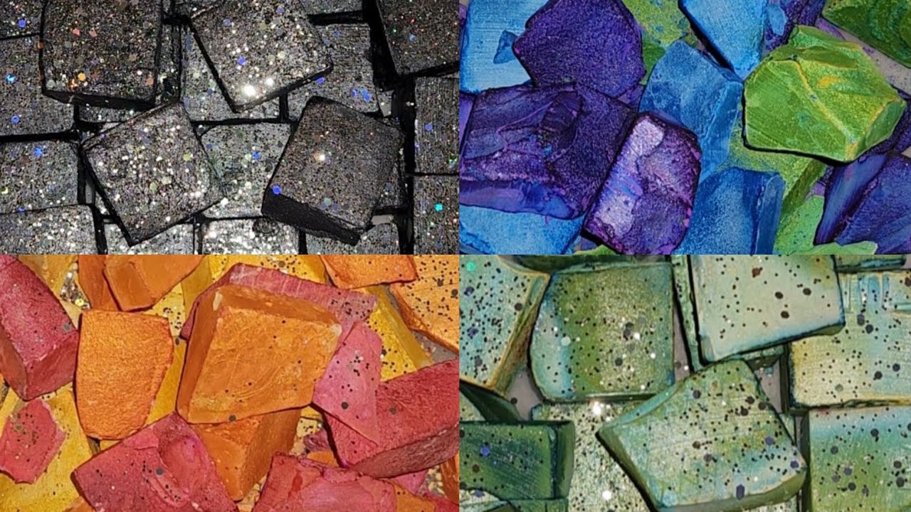Dyed Gym Chalk Chunks + Cubes | Compilation | Glass Sounds | Powder ...