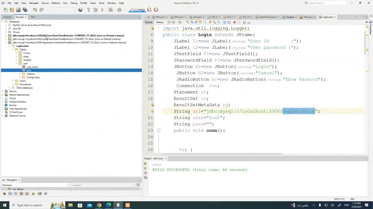 Create a Java database project.
