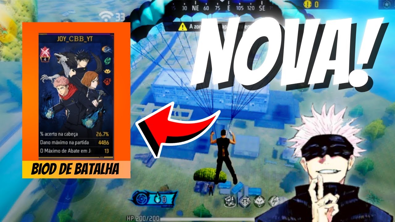 FINALMENTE PEGUEI! 😍 O NOVO BIO DE BATALHA JUJUTSU KAISEN NO FREE FIRE!