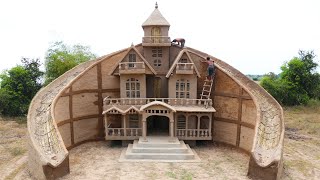 Build Big Twin Water Slide Around Mud Victorian House By Ancient Skills [part 2]