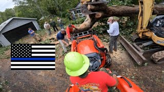 Using the Kioti CK3510 hst tractor to help a friend clean up a fallen tree left by Hurricane Ian