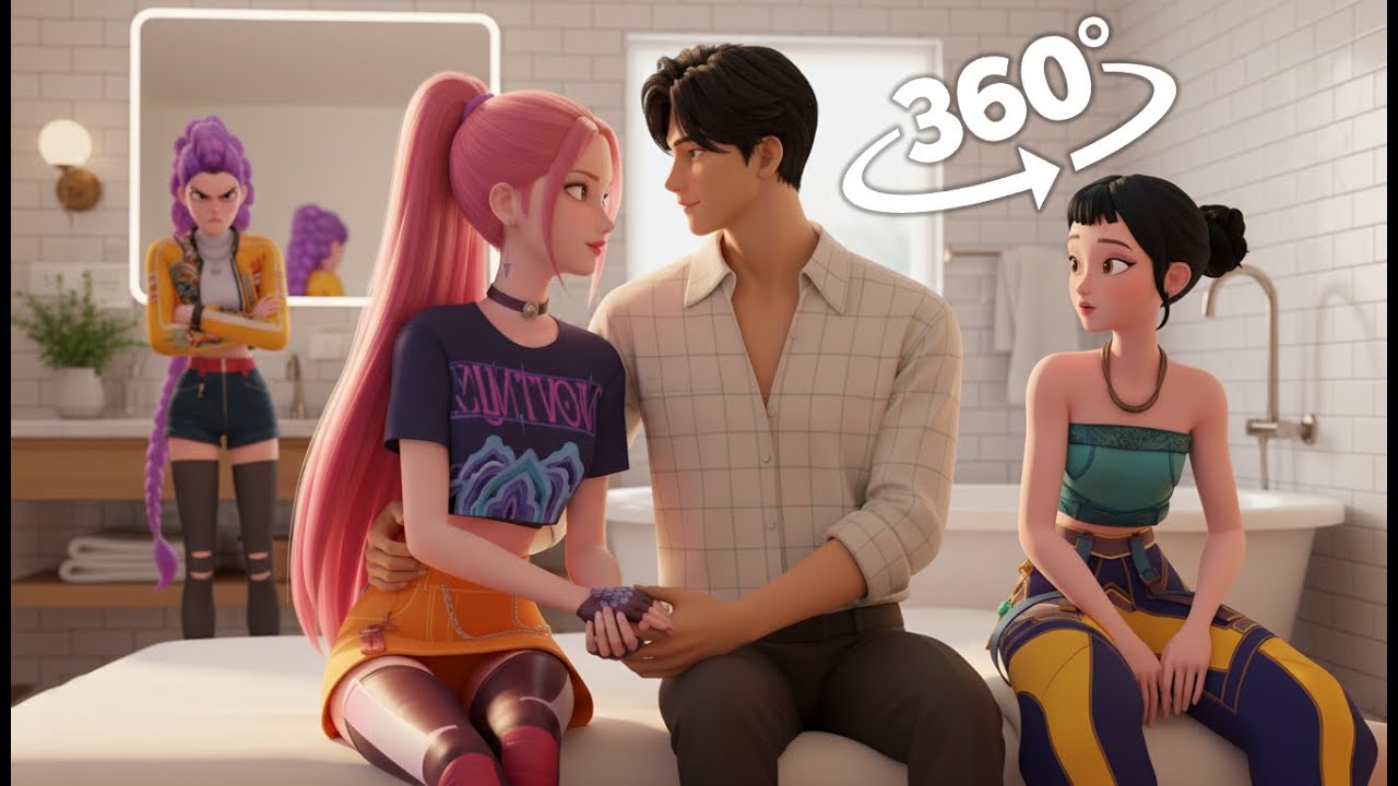 360°- Rumi Catches Zoey, Jinu & Mira in Secret Romance | VR 8K