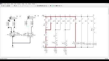 FluidSIM Pneumatic Circuit and Electrical Control Circuit (A+ B+ B- A-)