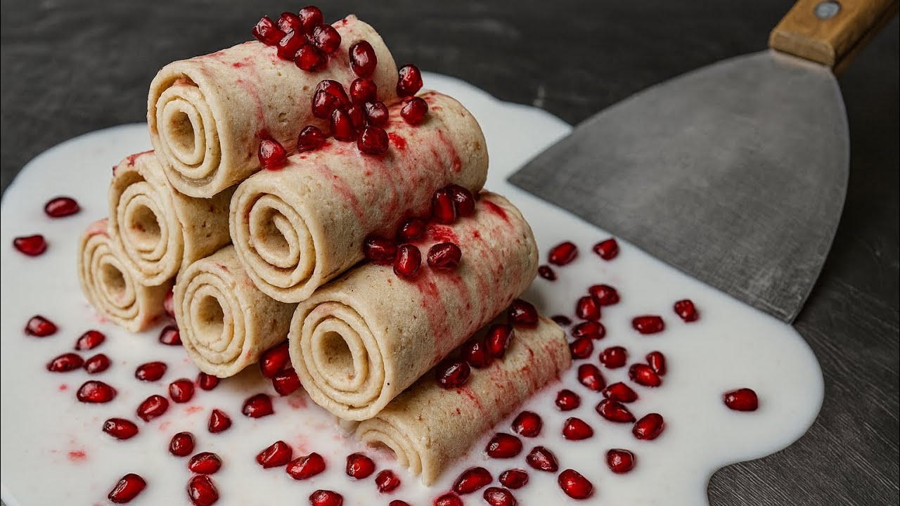 Turning fresh pomegranate seeds into the most satisfying ice cream rolls! 🍧✨