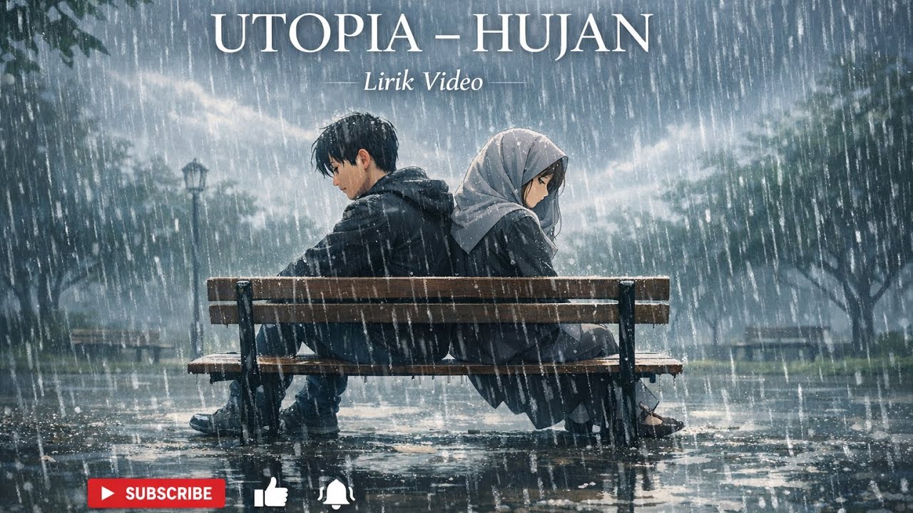 UTOPIA - HUJAN (Lirik Video) | Aku Selalu Bahagia Saat Hujan Turun 🌧️
