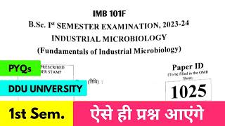 Fundamentals Of Industrial Microbiology Important Questions 1st Semester | BSc 1st Semester IMB 101F