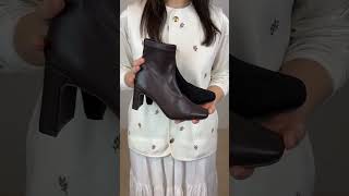 3cmヒール/スクエアトゥローヒールストレッチミドルブーツ ｜靴