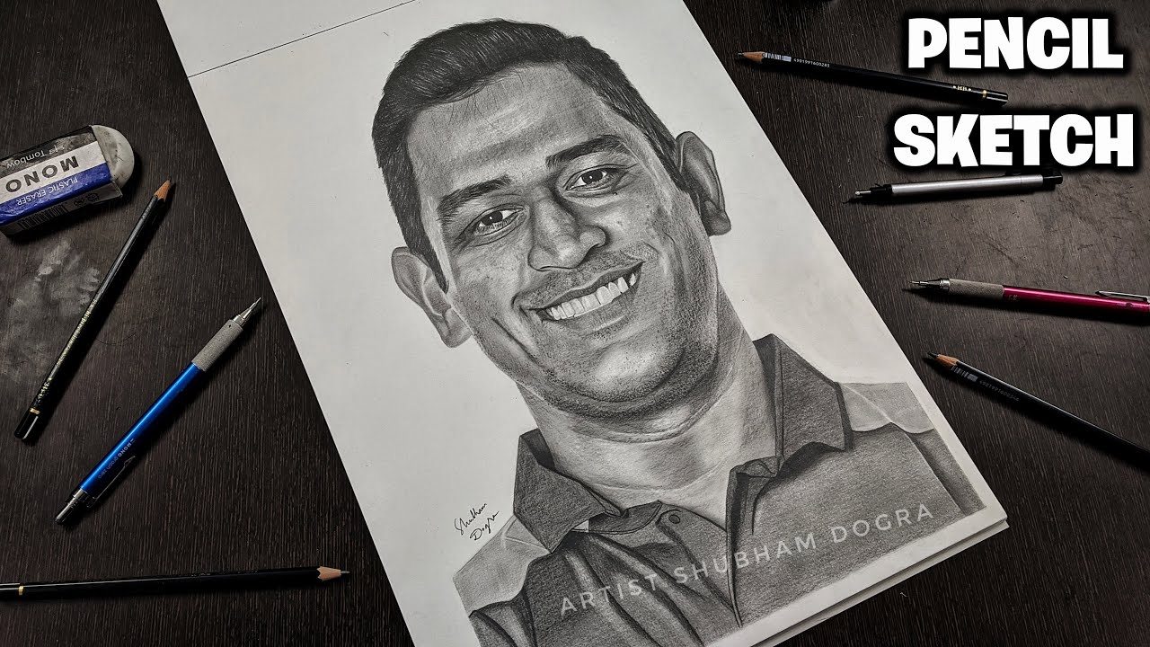 MS DHONI Realistic Pencil Sketch 😍 Indian Cricket Legend Mahendra Singh