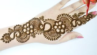 आसान शेडेड मेहँदी डिज़ाइन-Easy Arabic Wedding Mehndi Design 2020- Backhand Mehndi Trick from S letter