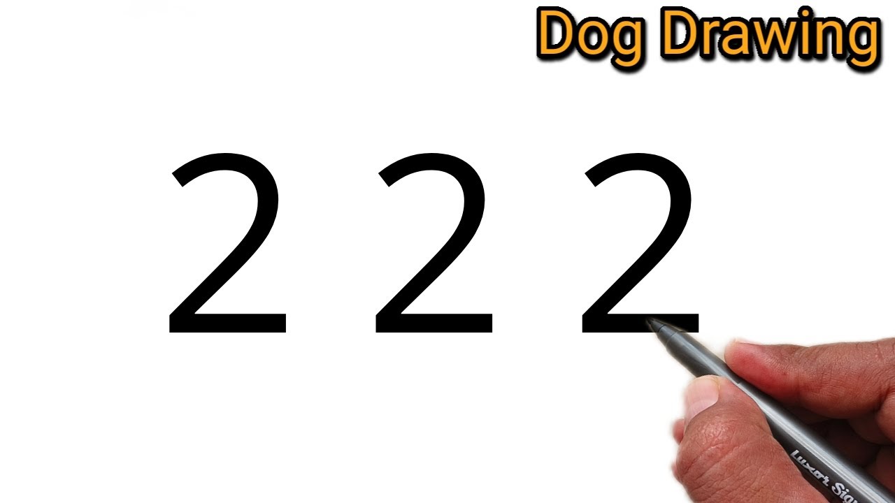 Dog Drawing Art | How to Draw Dog From Number 222 | Number Drawing