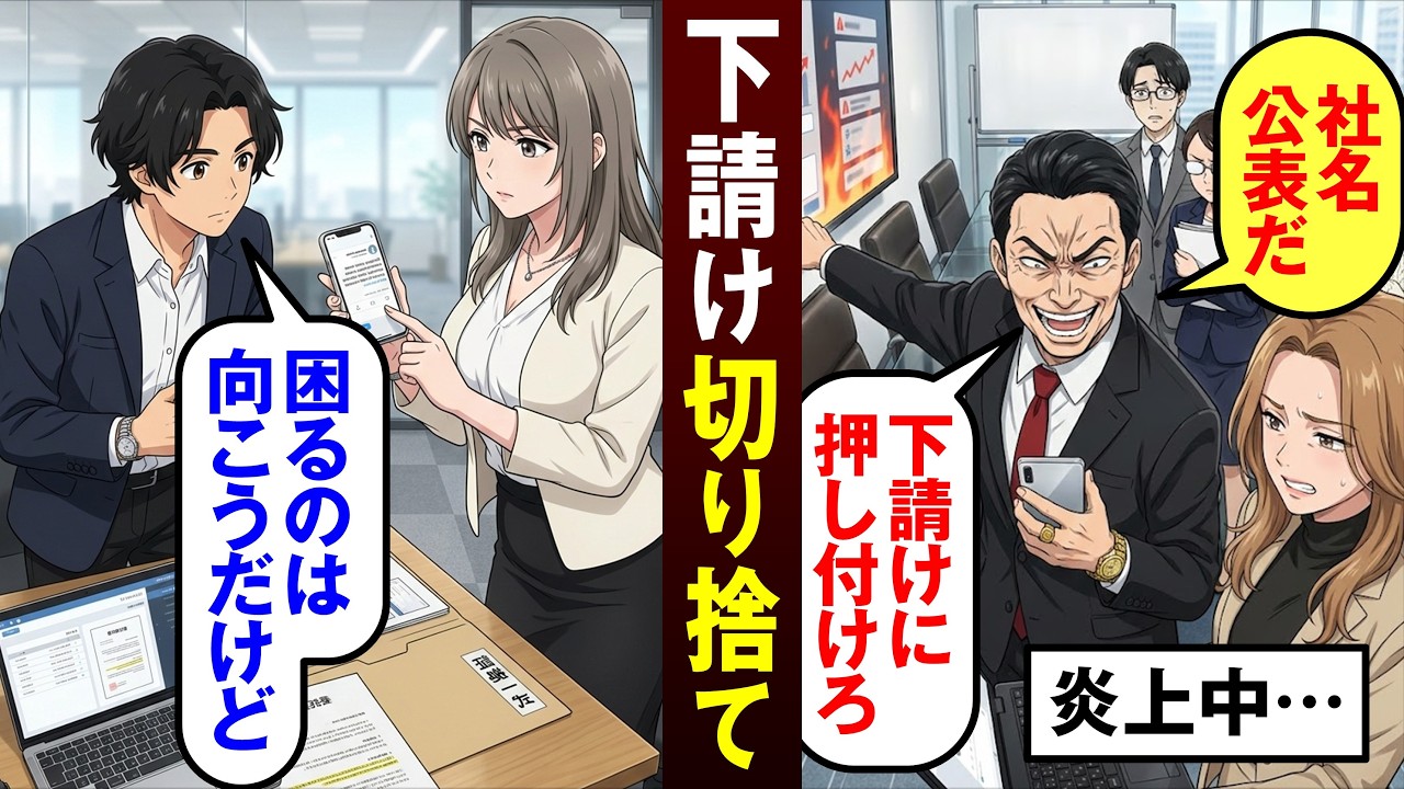 【漫画】「返金も苦情もお前らが全部かぶれ！」炎上の責任を下請けに押し付ける元請け社長...【恋愛スカッとマンガ動画】
