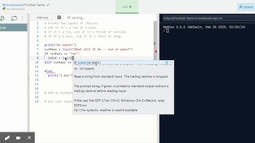Python Football Game - Part 1