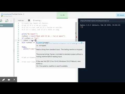 Python Football Game - Part 1