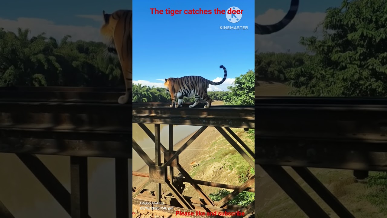 The tiger catches the deer🐅🦌😄