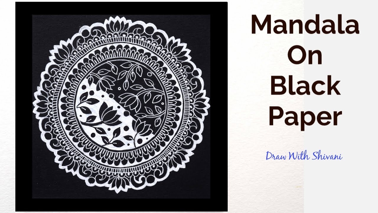 How to draw MANDALA ART for beginners, Easy Mandala on black paper