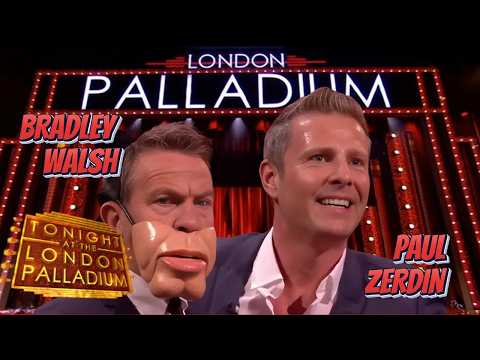 Paul Zerdin with Bradley Walsh on ITV's Tonight at the London Palladium