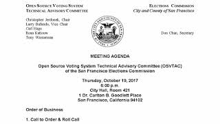 October 19, 2017 Open Source Voting System Technical Advisory Committee (audio only)