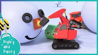 ☃ Building a Giant Snowman | Digley and Dazey | Kids Construction Truck Cartoons