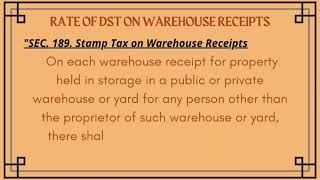 Documentary Stamp Tax on Warehouse Receipts