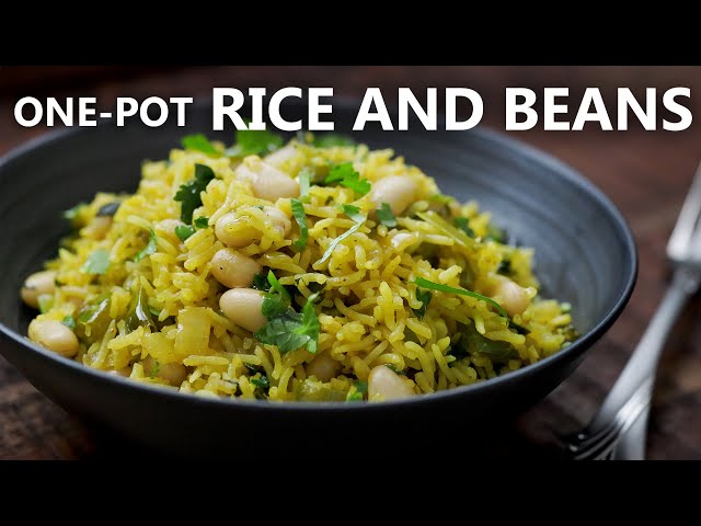 ONE POT RICE AND BEANS Recipe - Easy Vegetarian and Vegan Meals! class=