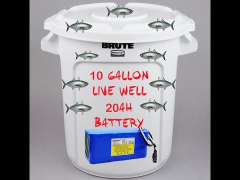 DIY BRUTE 10 GALLON LIVE WELL BAIT PEN 20AH BLUE BRICK BATTERY