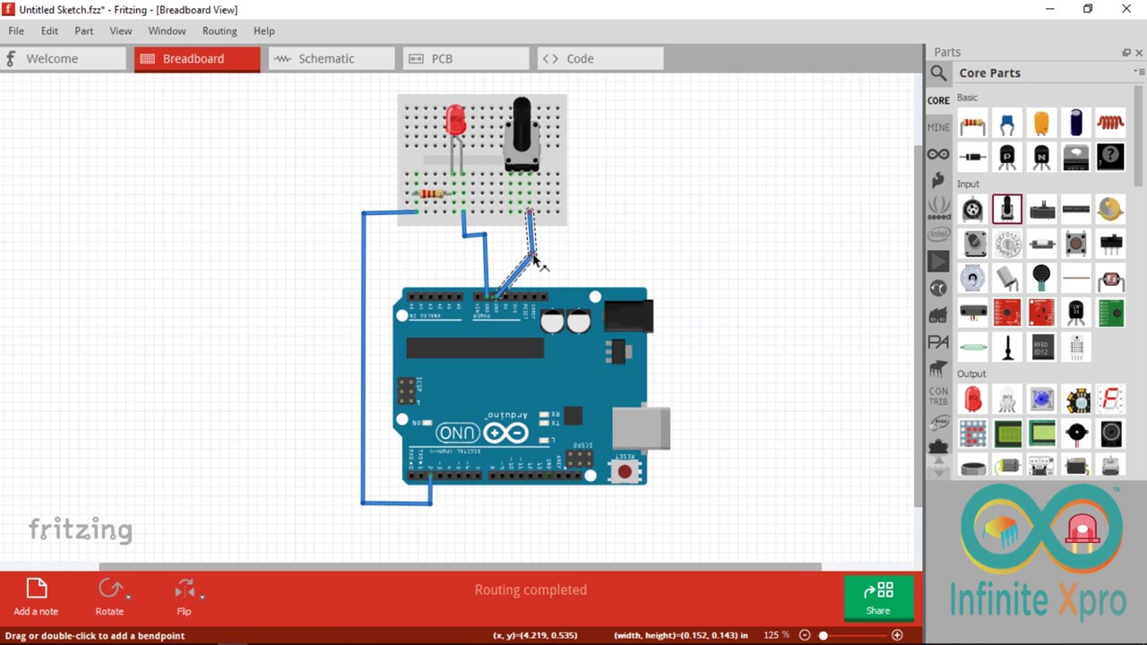 How to draw a arduino project circuit using fritzing - YouTube