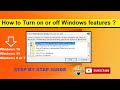 How to turn on or off windows features in windows 10, windows 11