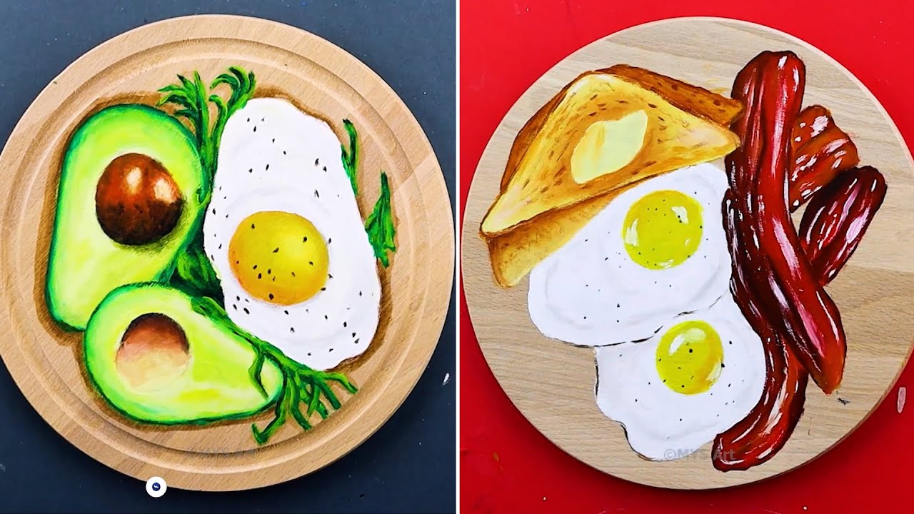 6 Super Easy Painting Ideas for Beginners Food Painting Step by Step