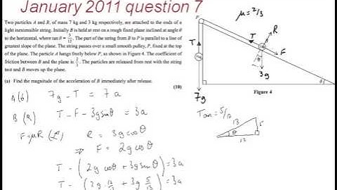FMSP Revision: Edexcel M1 January 2011 qn 7 - Connected particles