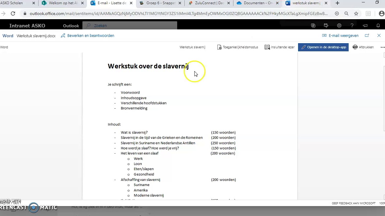 Werkstuk: Voorwoord, inhoudsopgave, hoofdstukken en bronvermelding