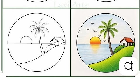 Easy circle scenery drawing/circle scenery drawing step by step circle drawing for beginner tutorial