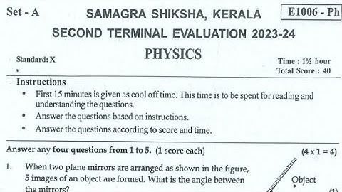 Christmas Exam question paper Class 10 SSLC Physics with key answers Second Terminal practice paper