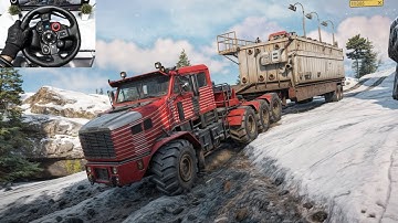 Oshkosh Het M1070 - Transporting Construction Trailer | SnowRunner | Logitech G29 Gameplay | #823