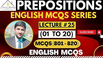 Lecture#25: Prepositions (01-20) | PPSC Past Papers English MCQs Series| English MCQs 801-820