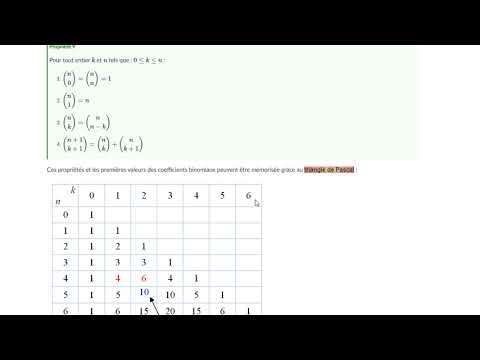 Vidéo: Quelle est la somme des coefficients dans n'importe quelle ligne du triangle de Pascal ?