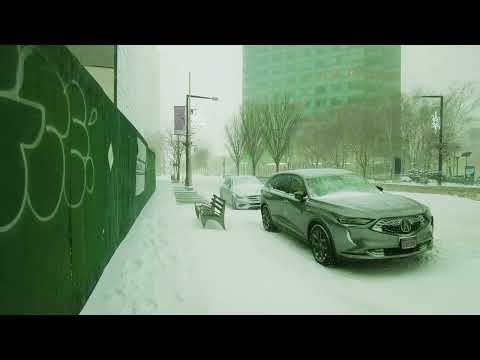 NYC Cyberpunk Walk | Snowfall in Long Island City