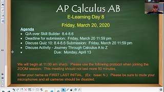 AP Calculus AB - E-Learning Day 8 - 3/20/2020