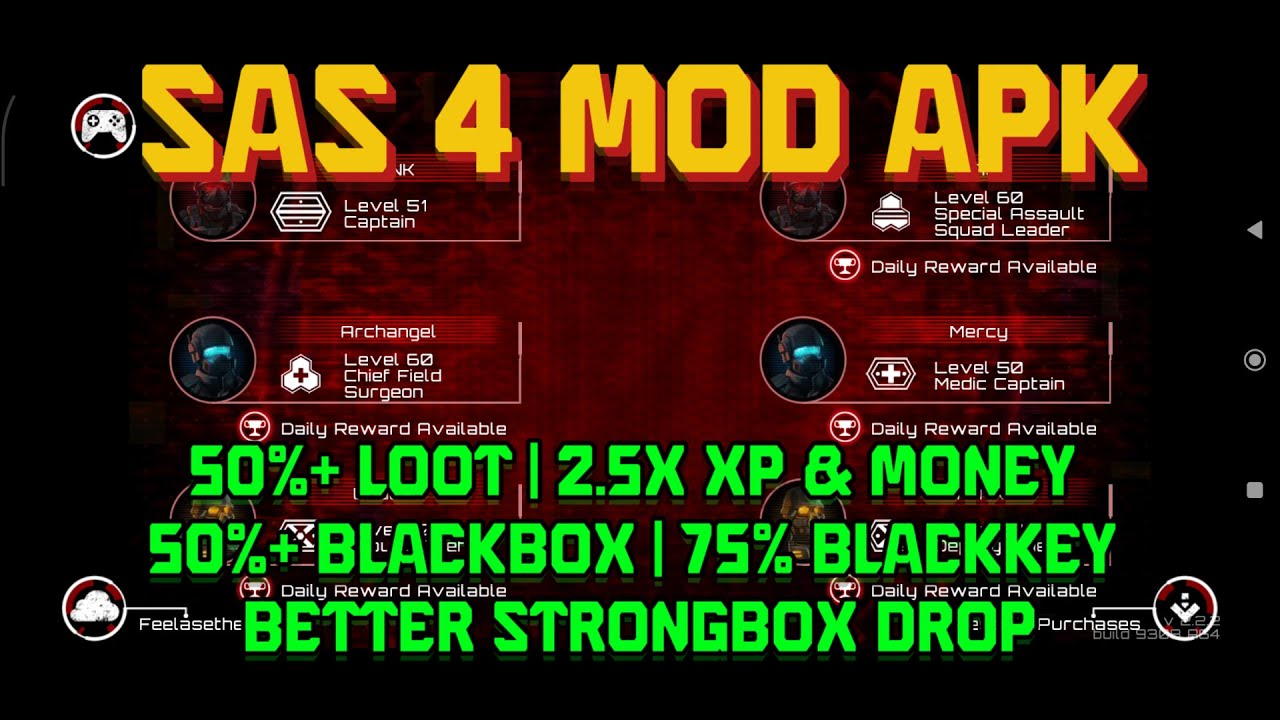 SAS 4 MOD APK 50 MORE LOOTS + 2.5x XP