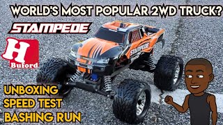 Traxxas Stampede 2wd - Unboxing, Speed Test & Bashing Run