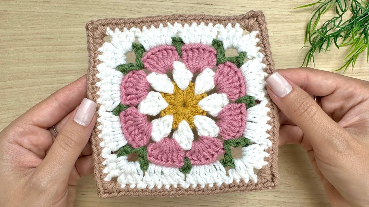 Square Margarida em croche - Quadradinho de croche - Granny Square crochet Margarita