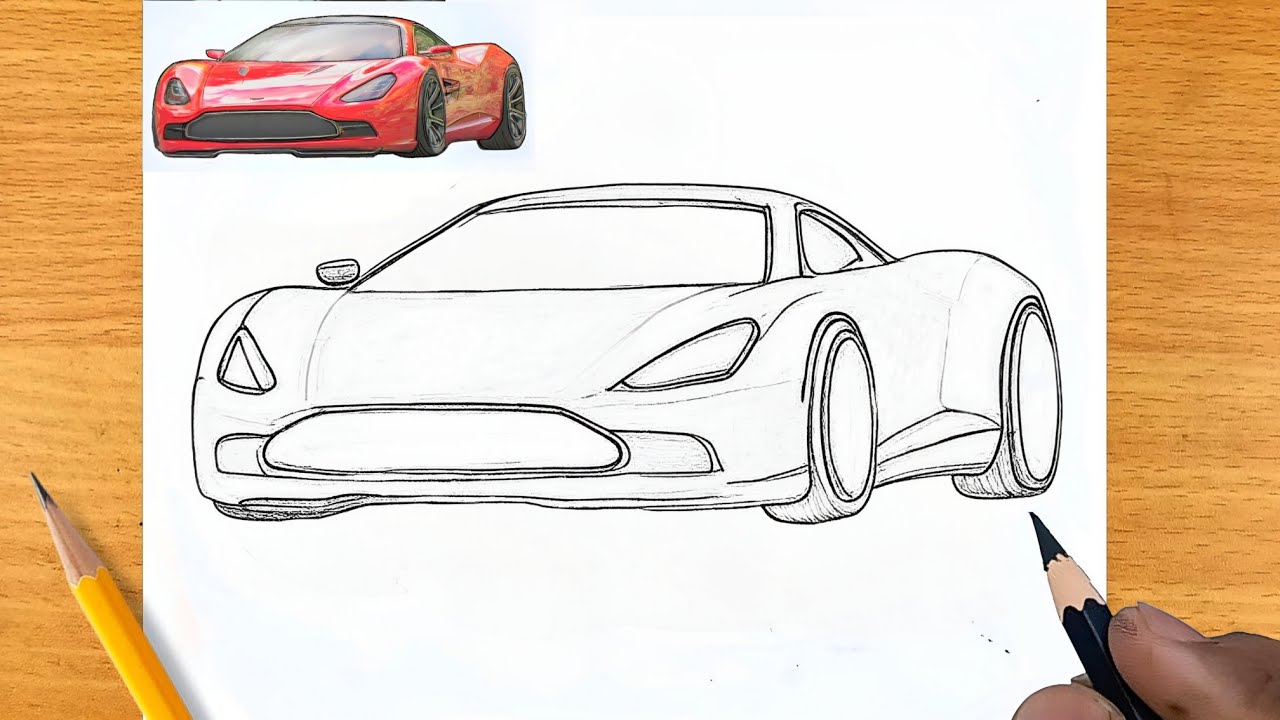 Aston Martin Car Drawing Tutorial | Simple & Clean Pencil Sketching 🔥| How to Draw Aston Martin Car