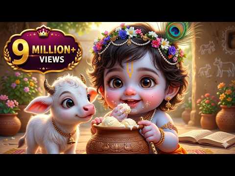 Shri Krishna Govind Hare Murari | Peaceful Krishna Bhajan | Baby Krishna and His Animal Friends