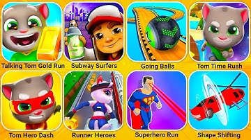 Talking Tom Gold Run, Subway Surfers, Going Balls, Tom Hero Dash, Tom Time Rush, Zombie Tsunami...