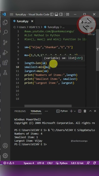 len(), max() and min() function in list Python - list methods in Tamil ...
