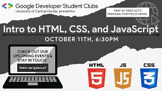 Intro to HTML, CSS, and JavaScript - Google Developer Student Club UCF