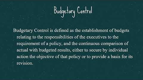 Introduction to Budgetary Control
