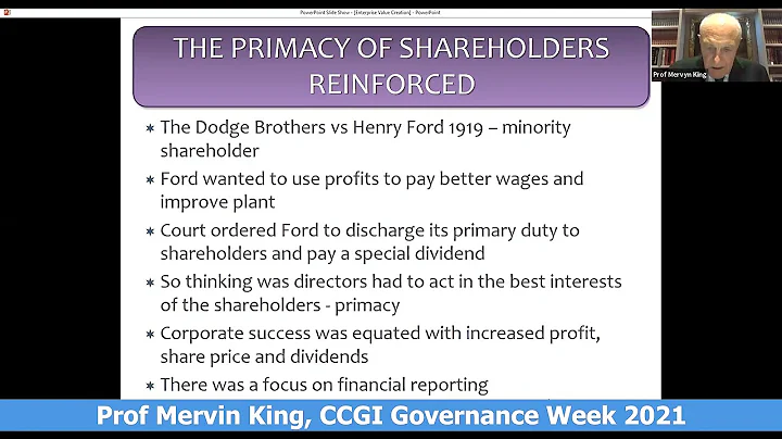 Prof Mervyn King on the primacy of the shareholder...